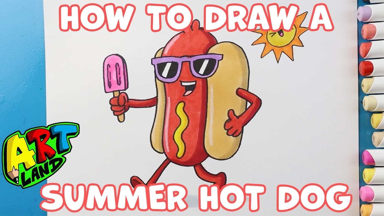 Preview of How to Draw a Summer Hot Dog