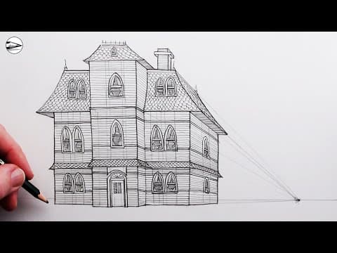 Preview of How to Draw a Detailed House using One-Point Perspective