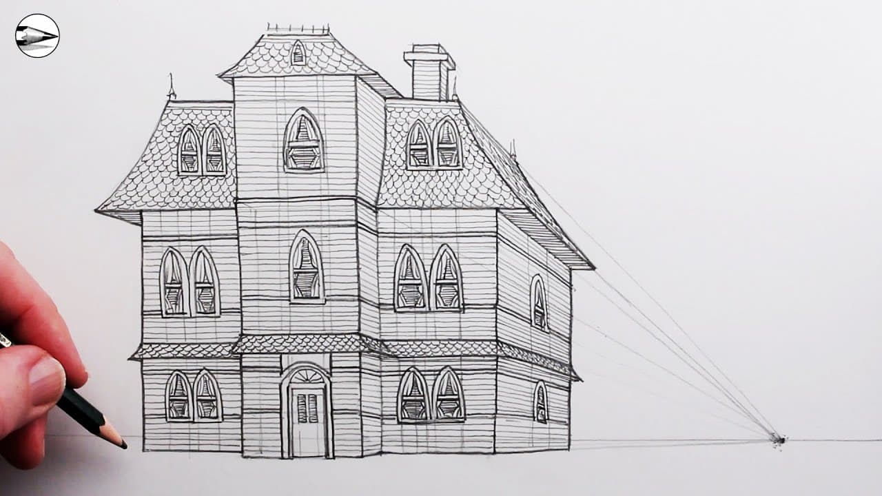 Preview of How to Draw a Detailed House using One-Point Perspective