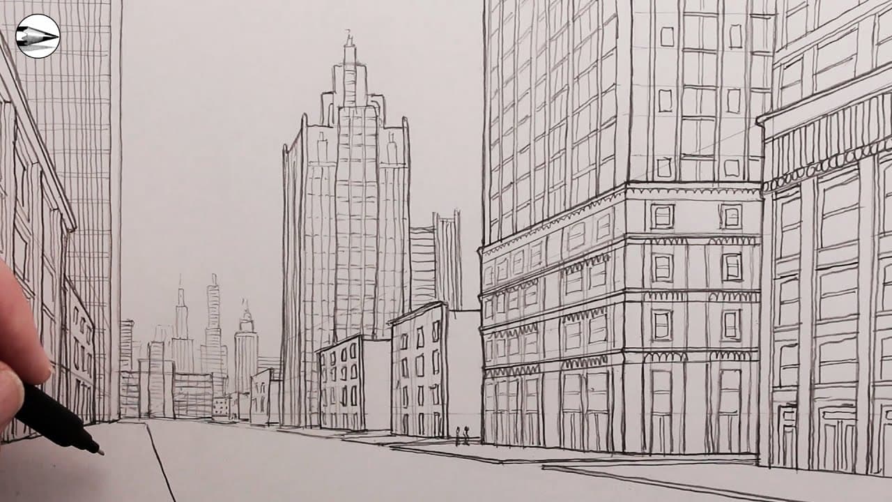Preview of How to Draw a Realistic City Street in One-Point Perspective for Beginners
