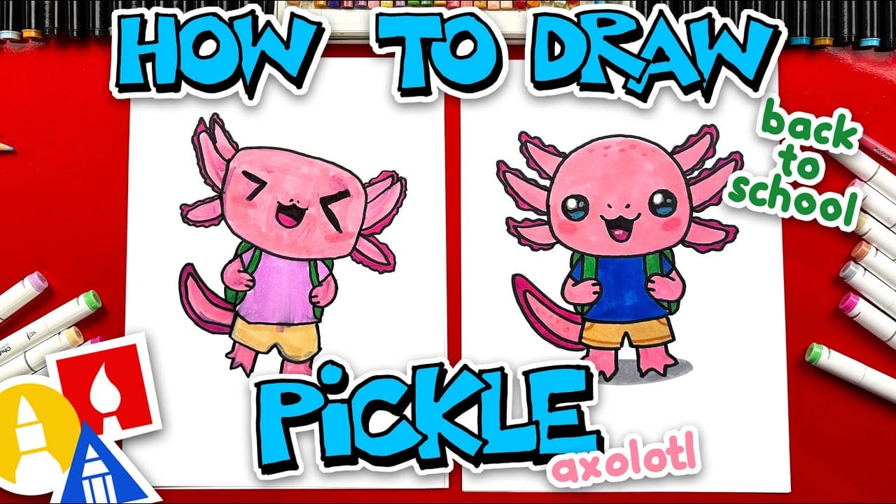 Preview of How To Draw Back To School Pickle The Axolotl