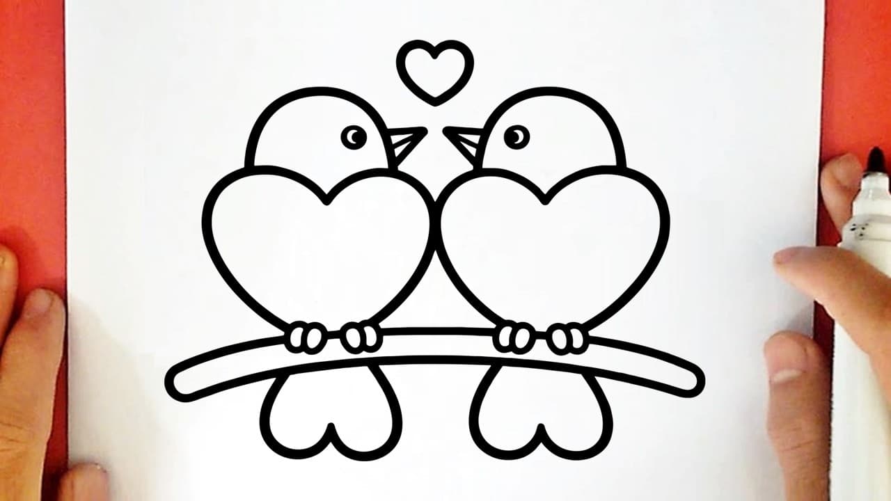 Preview of How to draw TWO LITTLE BIRDS IN LOVE
