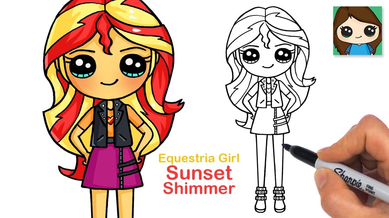 Preview of How to Draw Sunset Shimmer Equestria Girl | My Little Pony