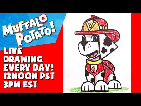 Preview of How To Draw MARSHALL from PAW PATROL with MUFFALO POTATO