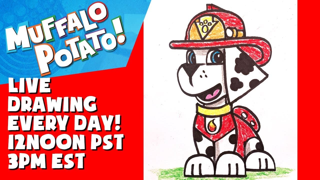 Preview of How To Draw MARSHALL from PAW PATROL with MUFFALO POTATO