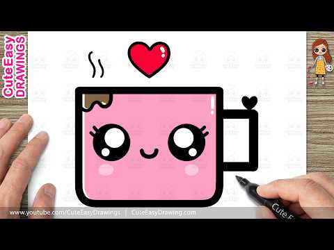 Preview of How to Draw a Cute Tea Cup Easy Step-by-Step | Kawaii Drink Drawing for Kids and Toddlers!