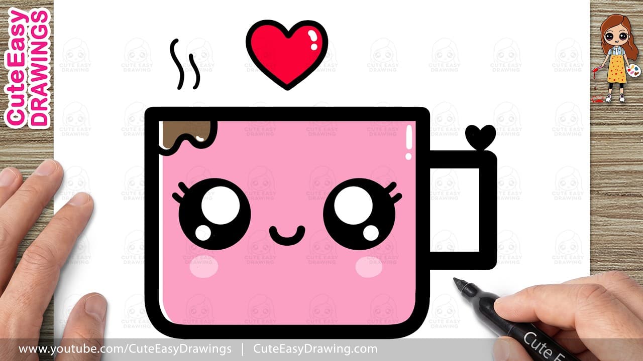 Preview of How to Draw a Cute Tea Cup Easy Step-by-Step | Kawaii Drink Drawing for Kids and Toddlers!