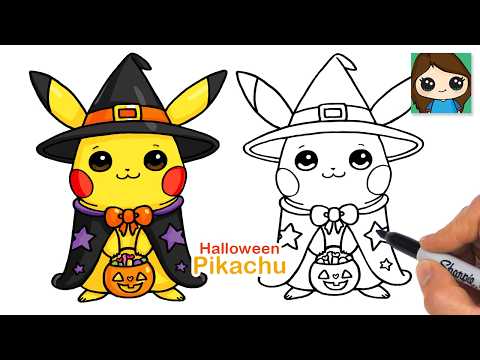 Preview of How to Draw Pikachu Halloween Trick or Treat 🎃 Pokemon