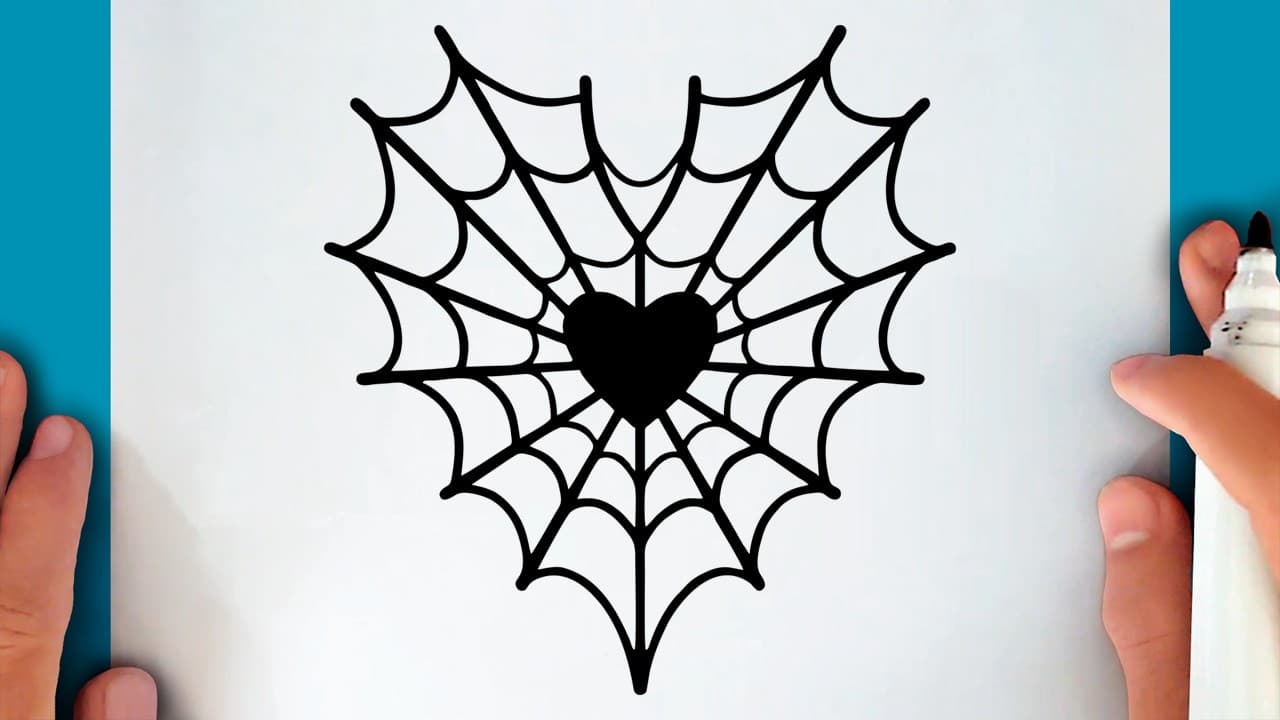 Preview of How to draw a HEART SPIDER WEB