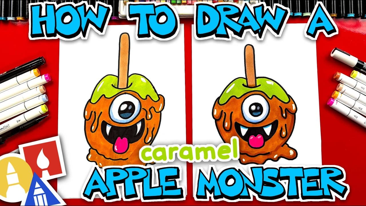 Preview of How To Draw A Caramel Apple Monster