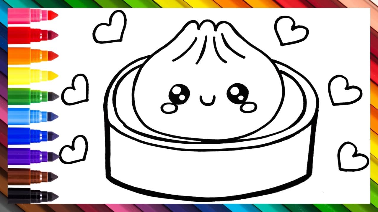 Preview of Draw and Color a Cute Squishy Dumpling π₯π Drawings for Kids