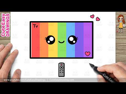 Preview of How to Draw a Cute Easy Smart TV | Kawaii Television Drawing for Kids and Toddlers | Drawing TV