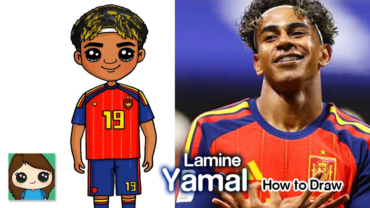 Preview of How to Draw Lamine Yamal ⚽️ FIFA World Cup | Spain Football Soccer Player