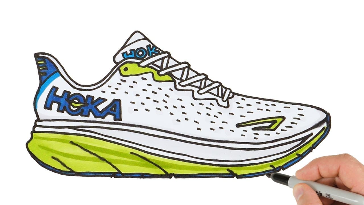 Preview of How to Draw Hoka Sneaker | Super Easy Step-by-Step Tutorial!