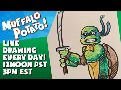 Preview of How To Draw a LEONARDO from TMNT! TEENAGE MUTANT NINJA TURTLES with MUFFALO POTATO