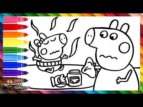Preview of Draw and Color Peppa Pig Changing Baby Evie’s Diaper 🐷🍼💩🤢 Drawings for Kids