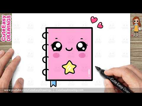Preview of How to Draw a Cute Notebook | Kawaii Notebook Drawing for Kids and Toddlers!