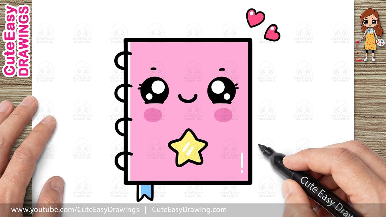 Preview of How to Draw a Cute Notebook | Kawaii Notebook Drawing for Kids and Toddlers!