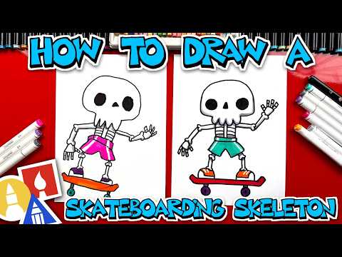 Preview of How To Draw A Skateboarding Skeleton
