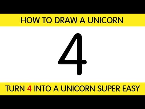 Preview of How to Draw Unicorn Using Number 4 || Como desenhar unicórnio usando o número 4 fácil