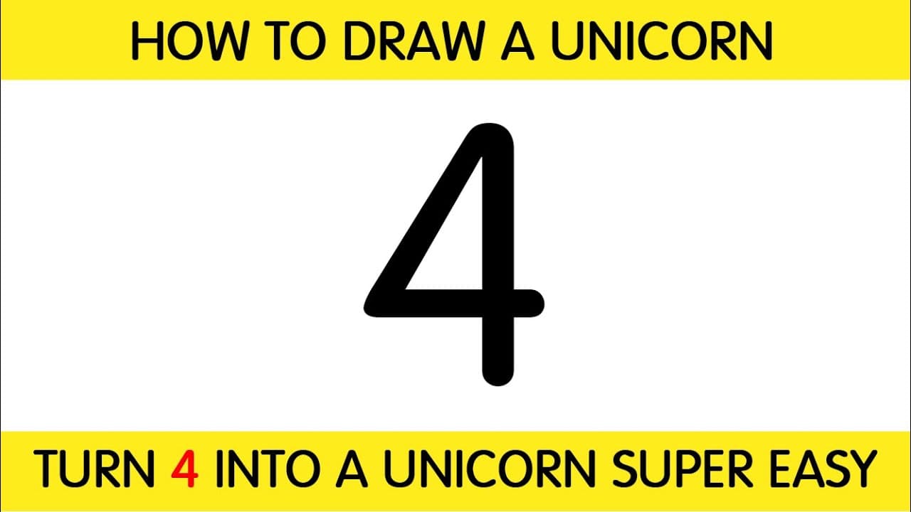 Preview of How to Draw Unicorn Using Number 4 || Como desenhar unicórnio usando o número 4 fácil