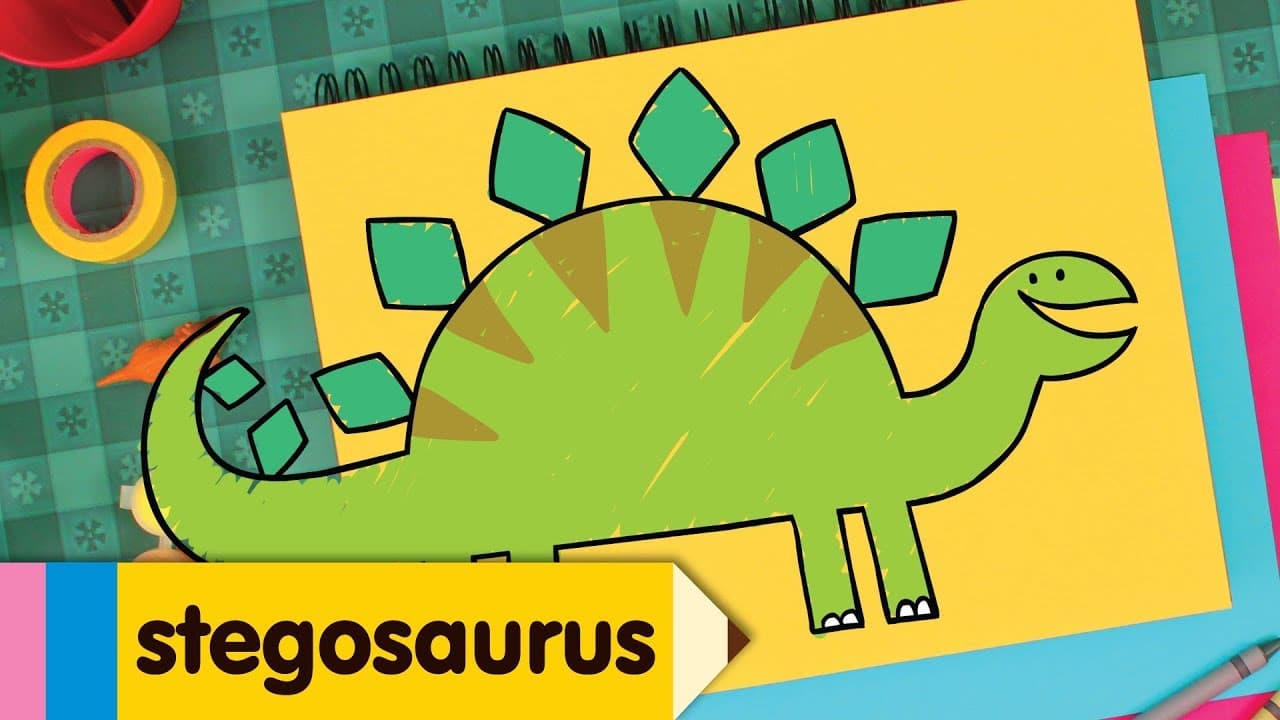 Preview of How To Draw A Stegosaurus | Simple Drawing Lesson for Kids | Step By Step