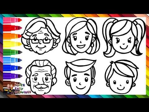 Preview of Draw And Color A Family: Grandparents, Parents And Kids π΅π»π΄π»π©π¨π§π¦π Drawings For Kids
