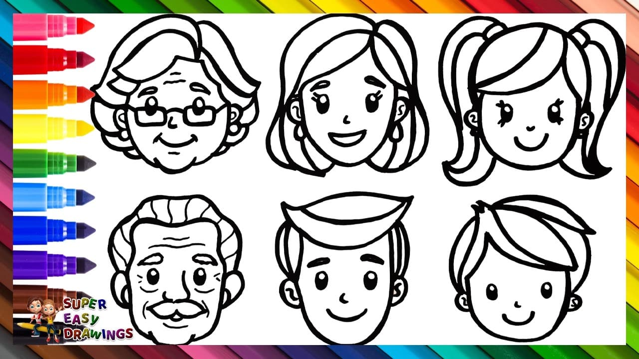 Preview of Draw And Color A Family: Grandparents, Parents And Kids π΅π»π΄π»π©π¨π§π¦π Drawings For Kids
