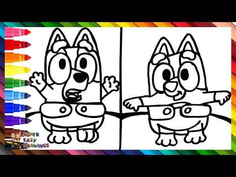 Preview of Draw and Color Baby Bluey and Baby Bingo 🐶🍼🐶 Drawings for Kids