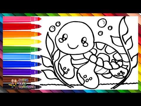 Preview of Draw And Color A Cute Turtle π’ππ Drawings For Kids