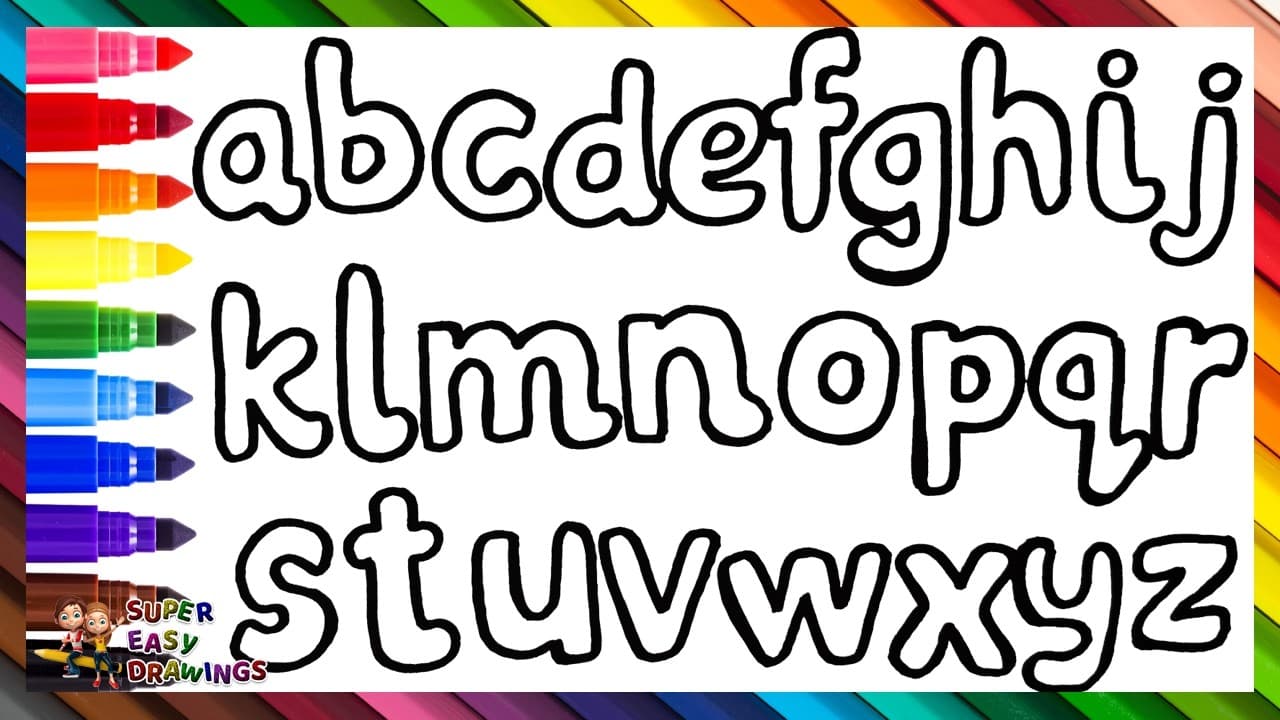Preview of Draw and Color the Alphabet π π‘π Learn The Letters and Colors in English π¦-πΏ Drawings for Kids