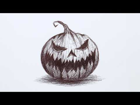 Preview of How To Draw A Jack O'lantern | Halloween | Step-by-Step Ballpoint Pen Drawing Tutorial!