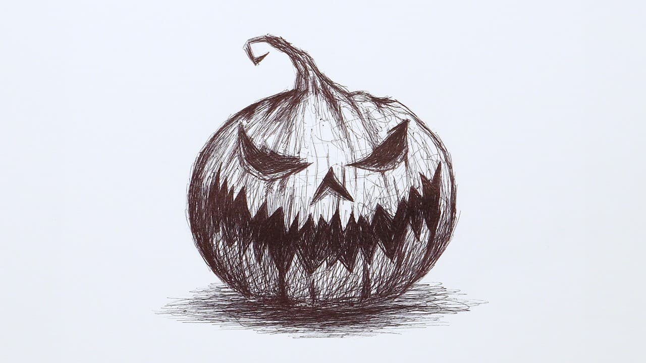 Preview of How To Draw A Jack O'lantern | Halloween | Step-by-Step Ballpoint Pen Drawing Tutorial!