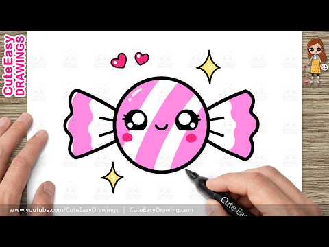 Preview of How to Draw a Cute Candy Easy Step by Step | Kawaii Candy Drawing for Kids and Toddlers!