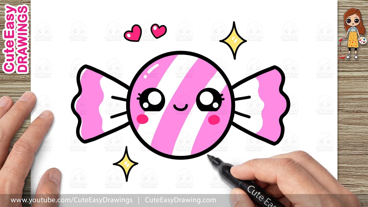 Preview of How to Draw a Cute Candy Easy Step by Step | Kawaii Candy Drawing for Kids and Toddlers!