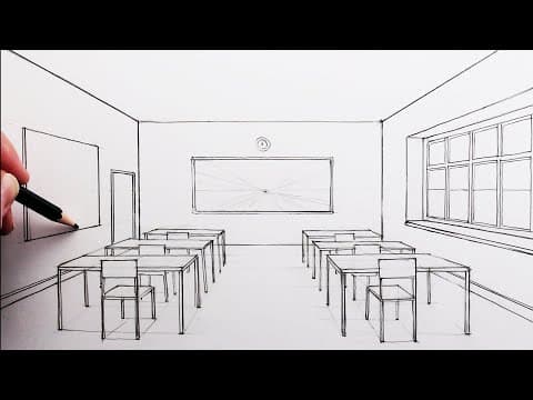 Preview of How to Draw a Classroom in One-Point Perspective for Beginners: Step-by-Step