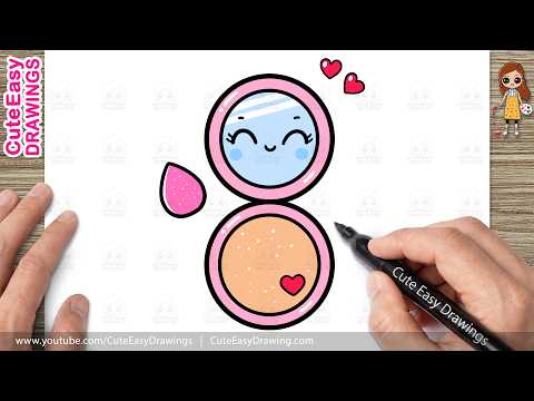 Preview of How to Draw a Makeup Kit | Cute Makeup Compact with Beauty Blender Drawing for Kids and Toddlers!