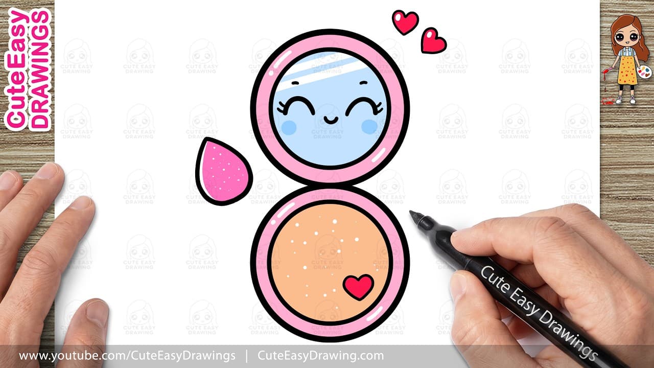 Preview of How to Draw a Makeup Kit | Cute Makeup Compact with Beauty Blender Drawing for Kids and Toddlers!