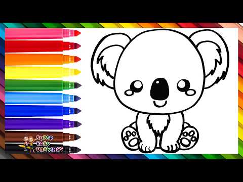 Preview of Draw And Color A Cute Koala π¨πΏπ Drawings For Kids