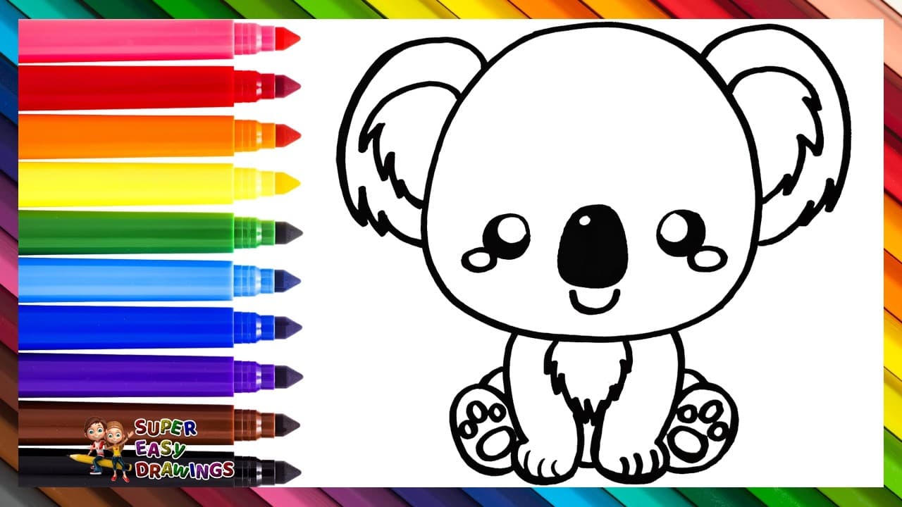 Preview of Draw And Color A Cute Koala π¨πΏπ Drawings For Kids