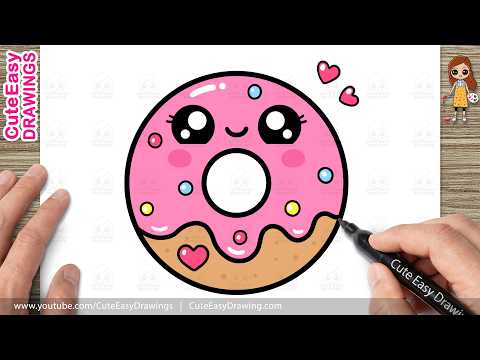Preview of How to Draw a Cute Donut | Easy Kawaii Donut Drawing Step by Step for Kids and Toddlers!
