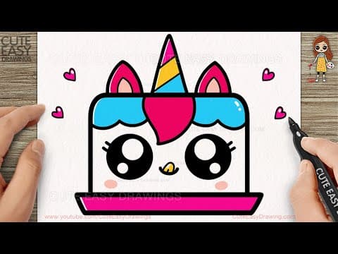 Preview of How to Draw Cute Unicorn Cake - Easy Drawing and Coloring Step by Step