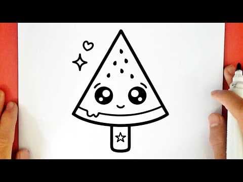 Preview of How to draw a CUTE WATERMELON ICE CREAM