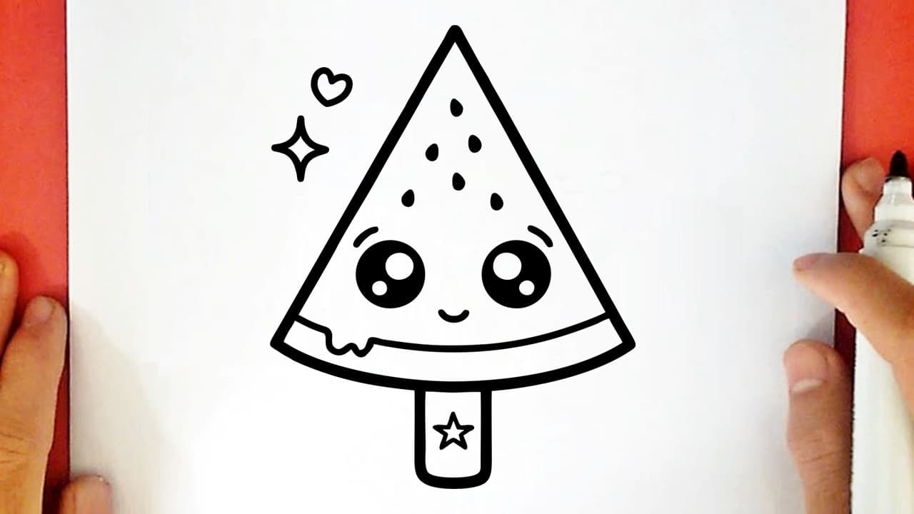Preview of How to draw a CUTE WATERMELON ICE CREAM
