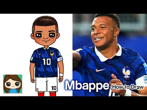 Preview of How to Draw Kylian Mbappe ⚽️ FIFA World Cup | France Football Soccer Player