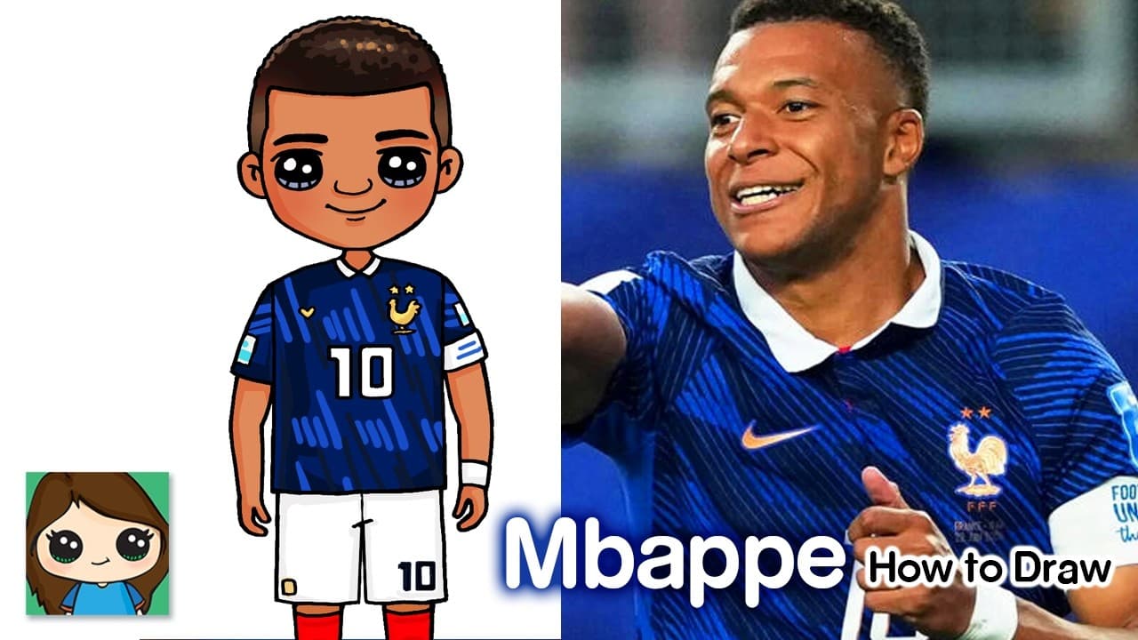 Preview of How to Draw Kylian Mbappe ⚽️ FIFA World Cup | France Football Soccer Player