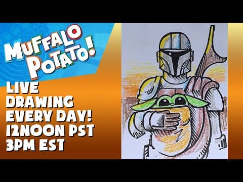 Preview of How To Draw the MANDALORIAN! #withme MUFFALO POTATO #maythefourthbewithyou