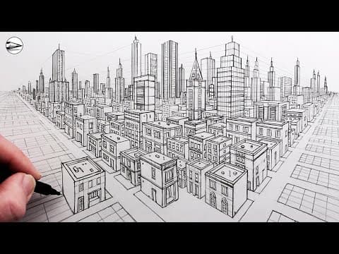Preview of How to Draw a City using Two-Point Perspective for Beginners