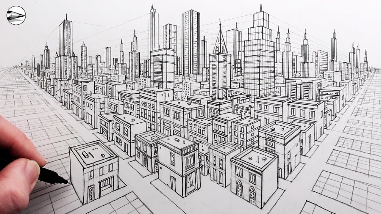 Preview of How to Draw a City using Two-Point Perspective for Beginners