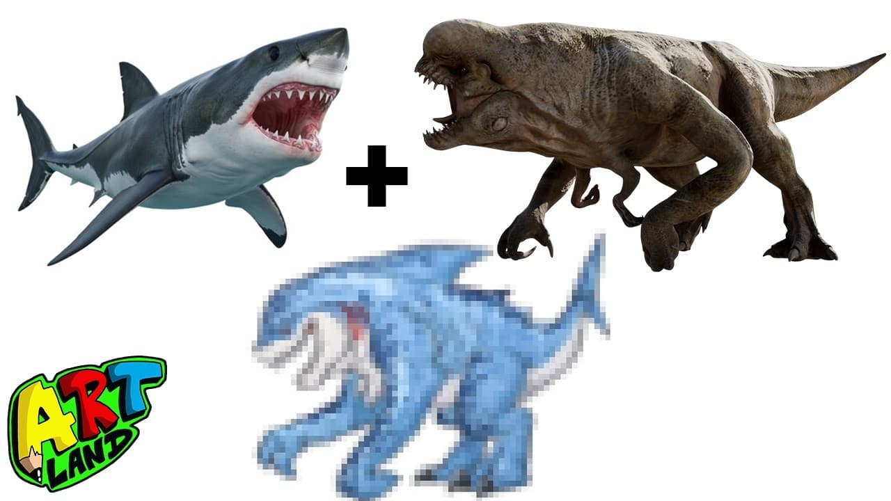 Preview of How to Draw a D-Rex and Shark Hybrid
